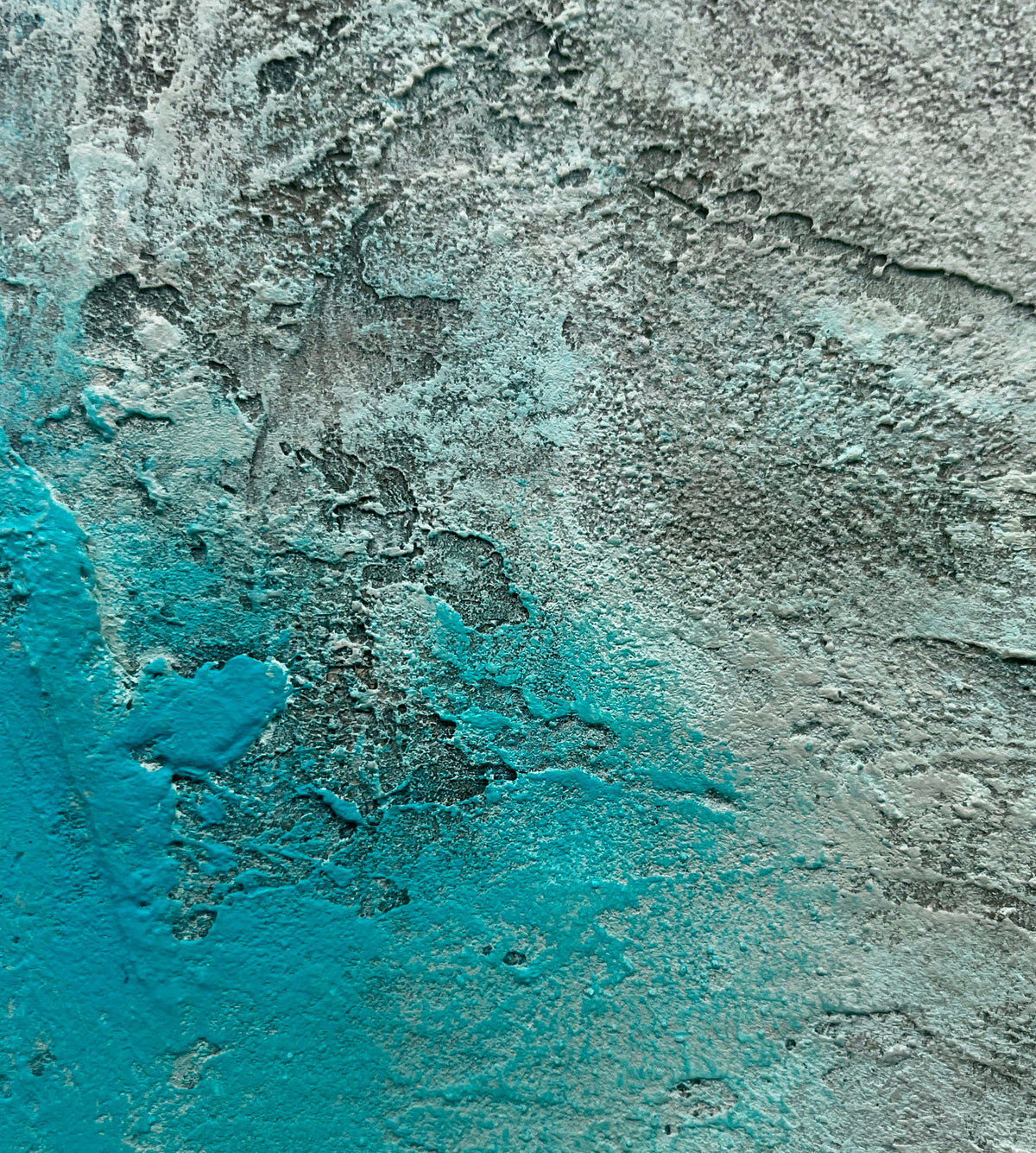 Close-up of layered turquoise and mineral textures in Shining Through II