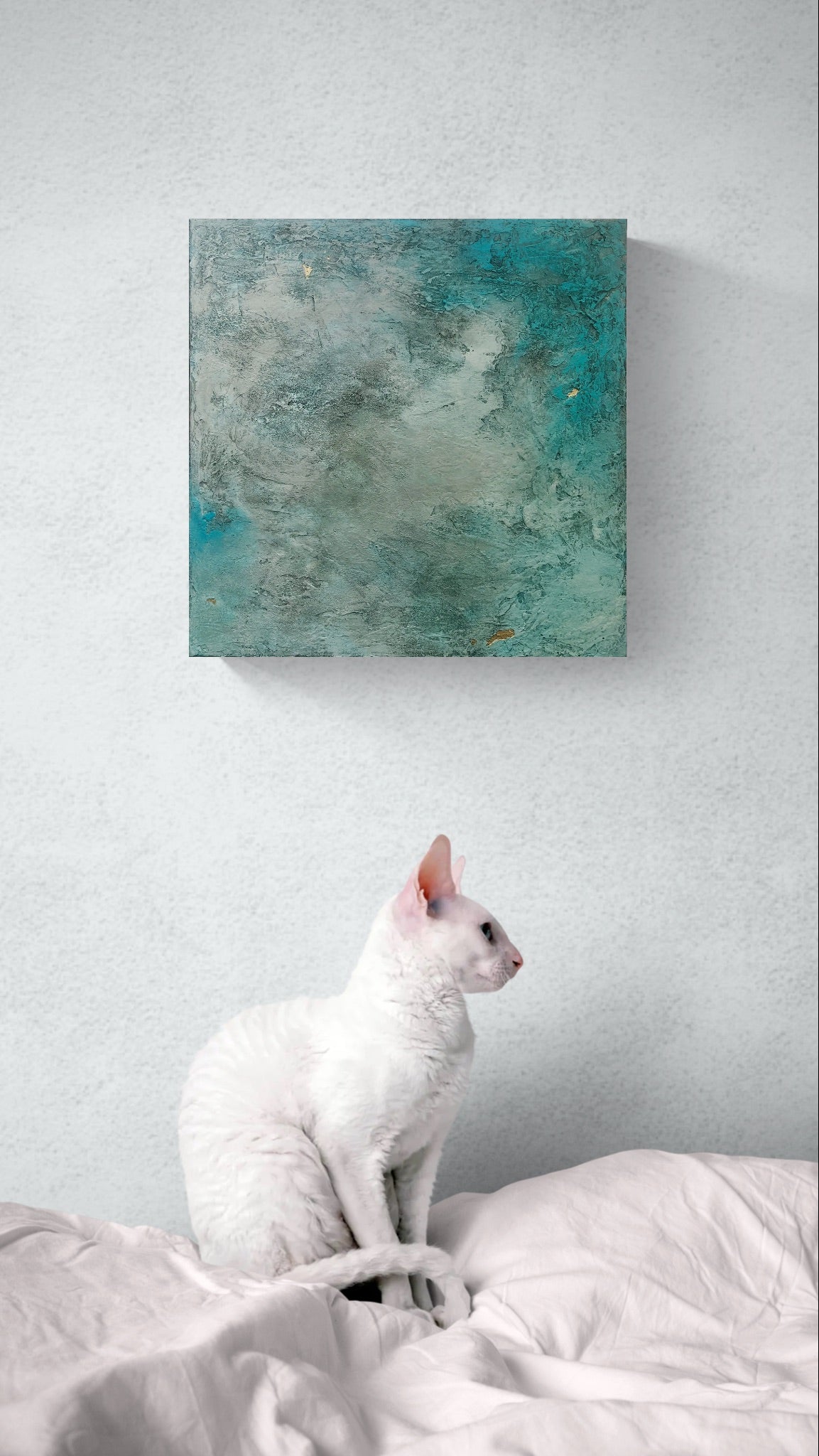 Shining Through II abstract artwork displayed in a playful contemporary interior