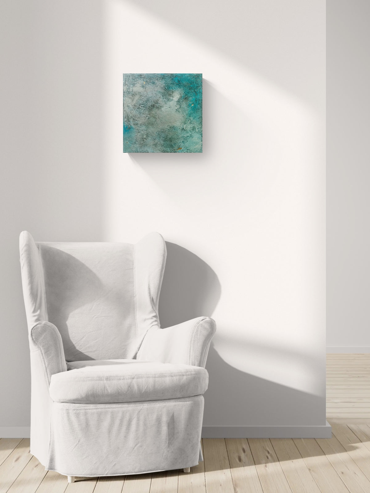 Shining Through II original abstract painting displayed in a minimalist interior